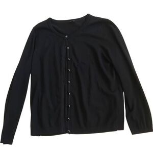 Talbots Womens Charming Button Front Knit Cardigan Sweater Black Size XL Petite